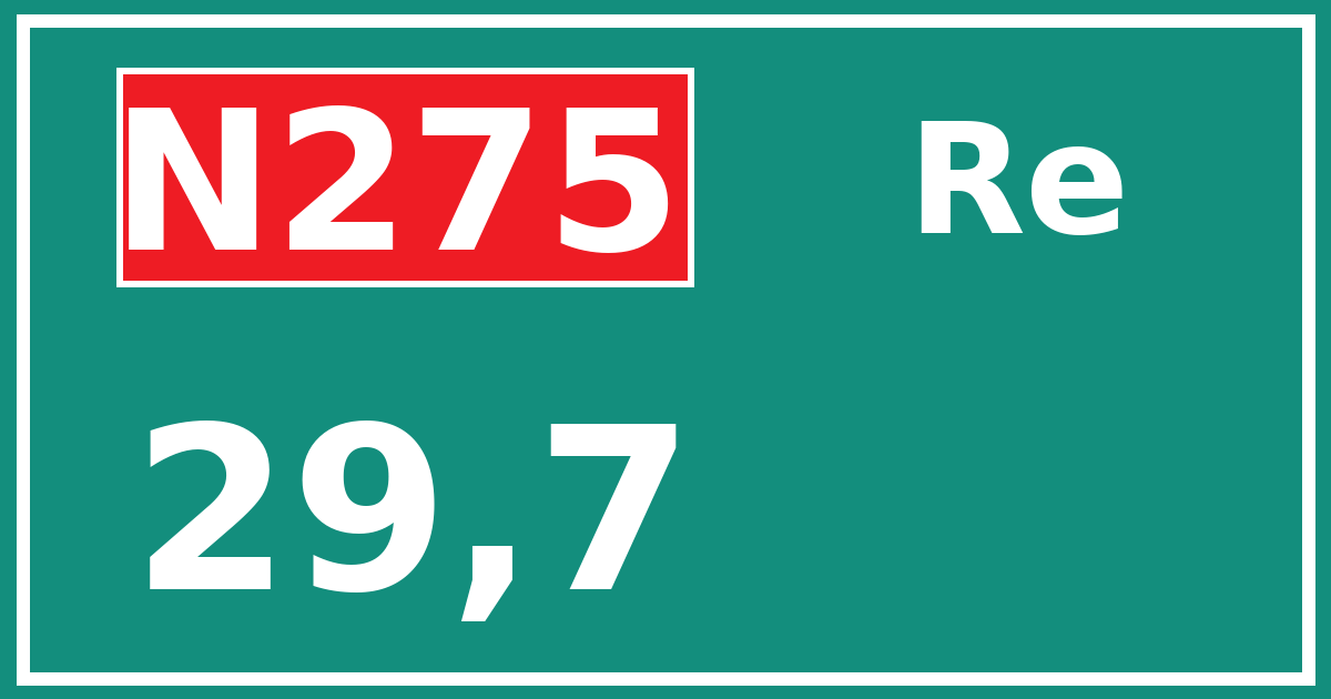 Hectometerbord N275 29,7 zijde Re