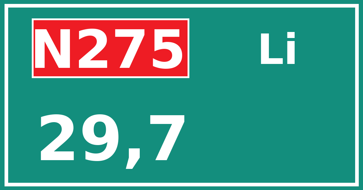 Hectometerbord N275 29,7 zijde Li