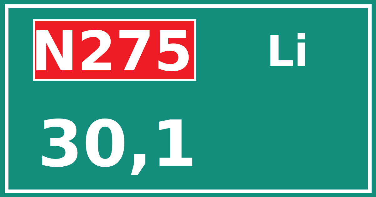 Hectometerbord N275 30,1 zijde Li