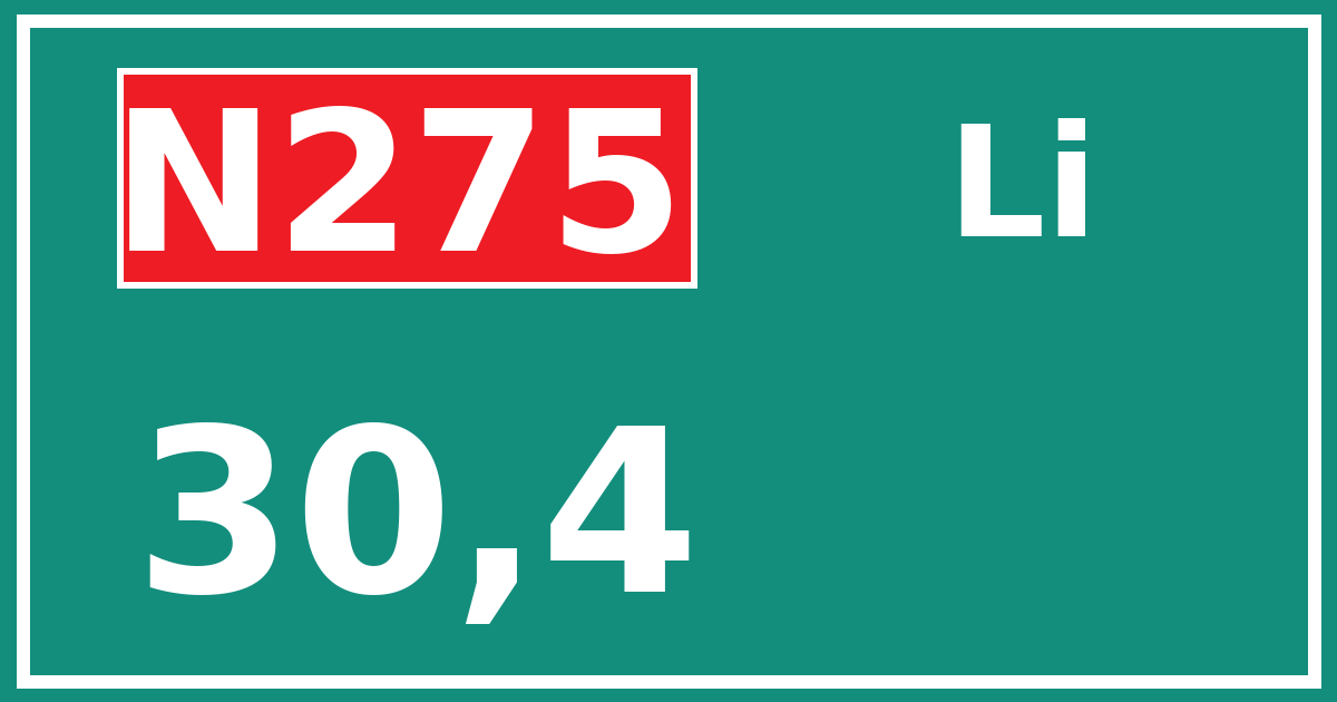 Hectometerbord N275 30,4 zijde Li