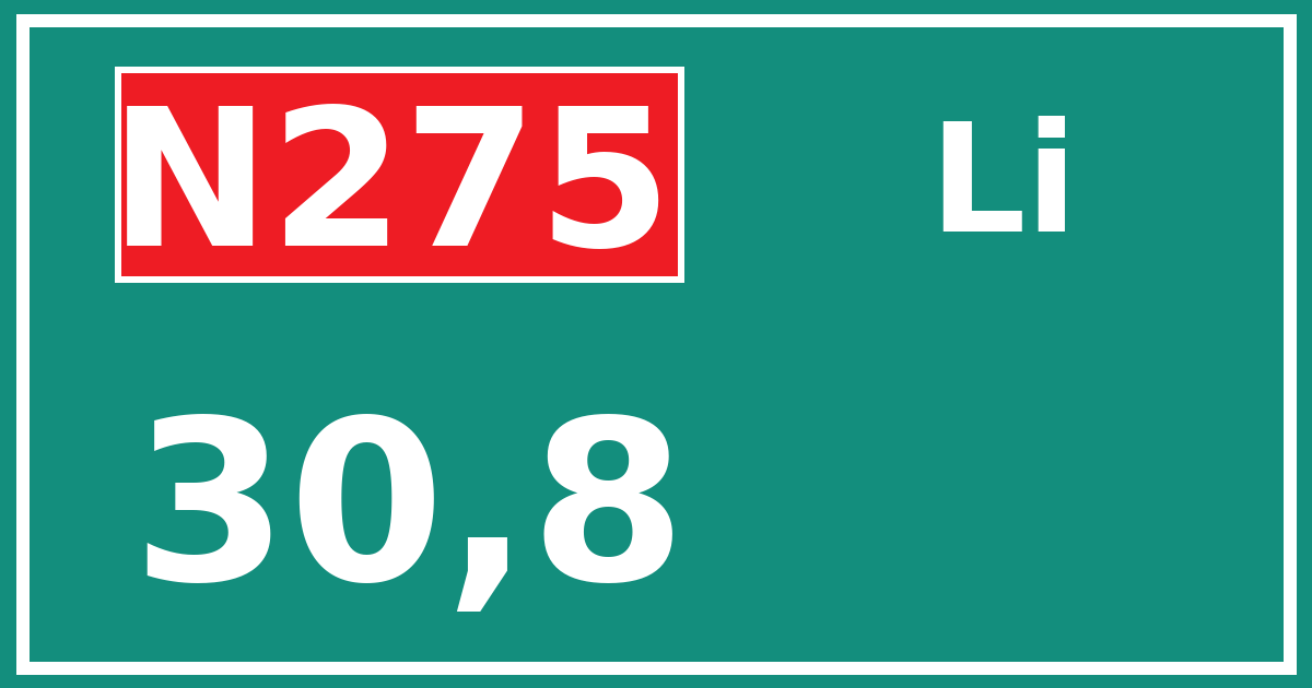 Hectometerbord N275 30,8 zijde Li