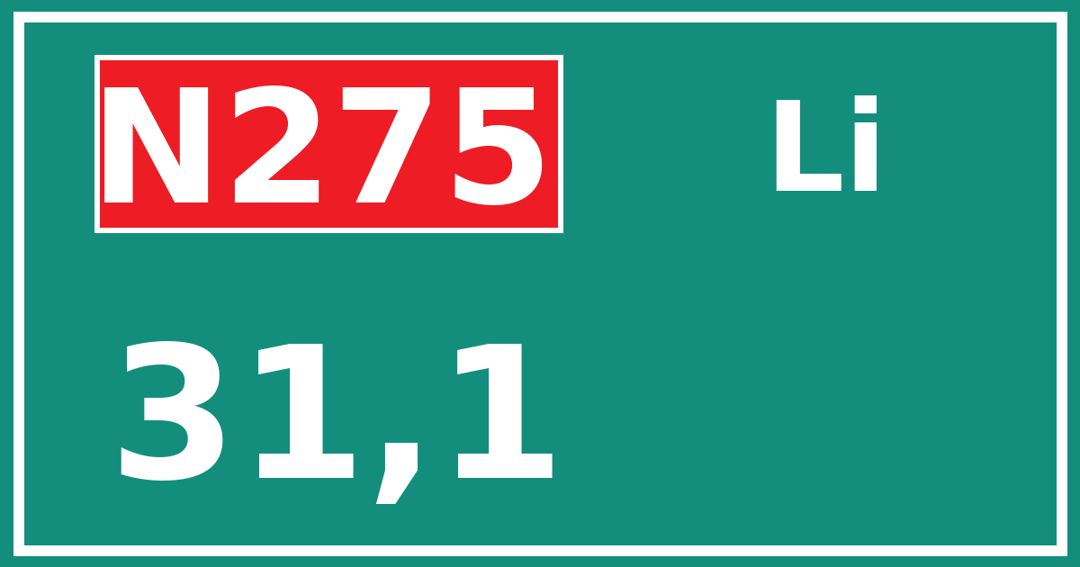 Hectometerbord N275 31,1 zijde Li