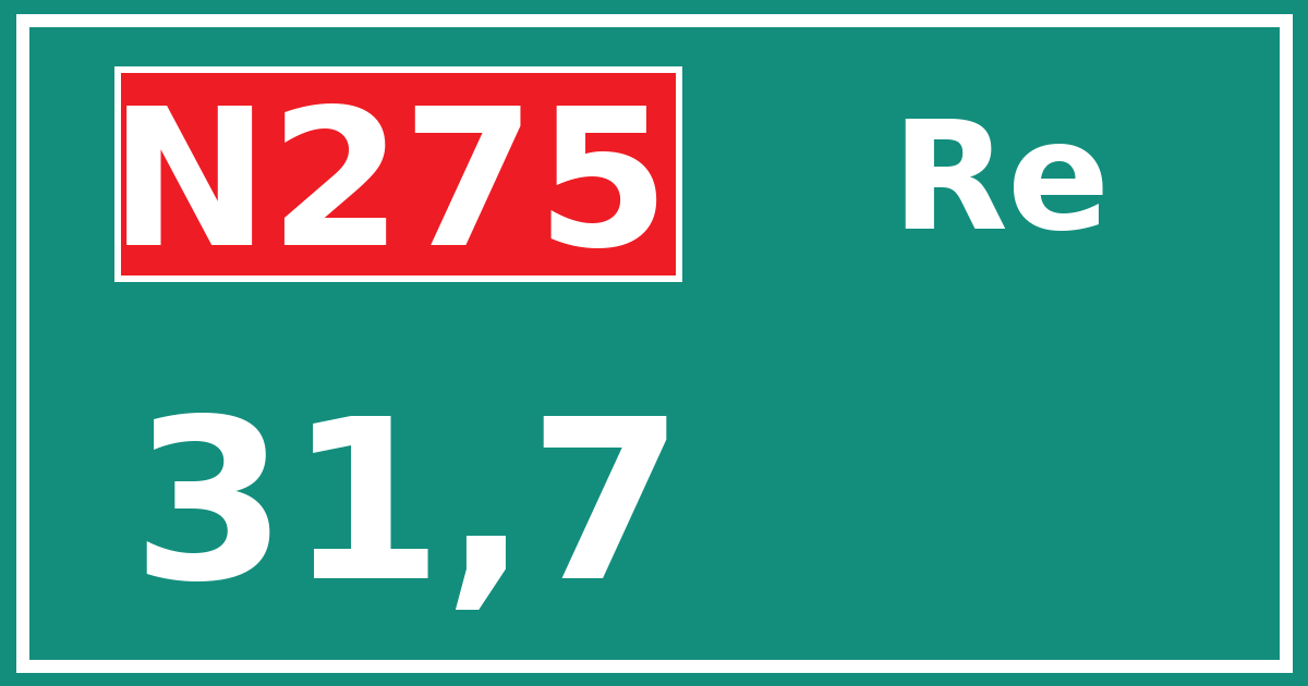 Hectometerbord N275 31,7 zijde Re
