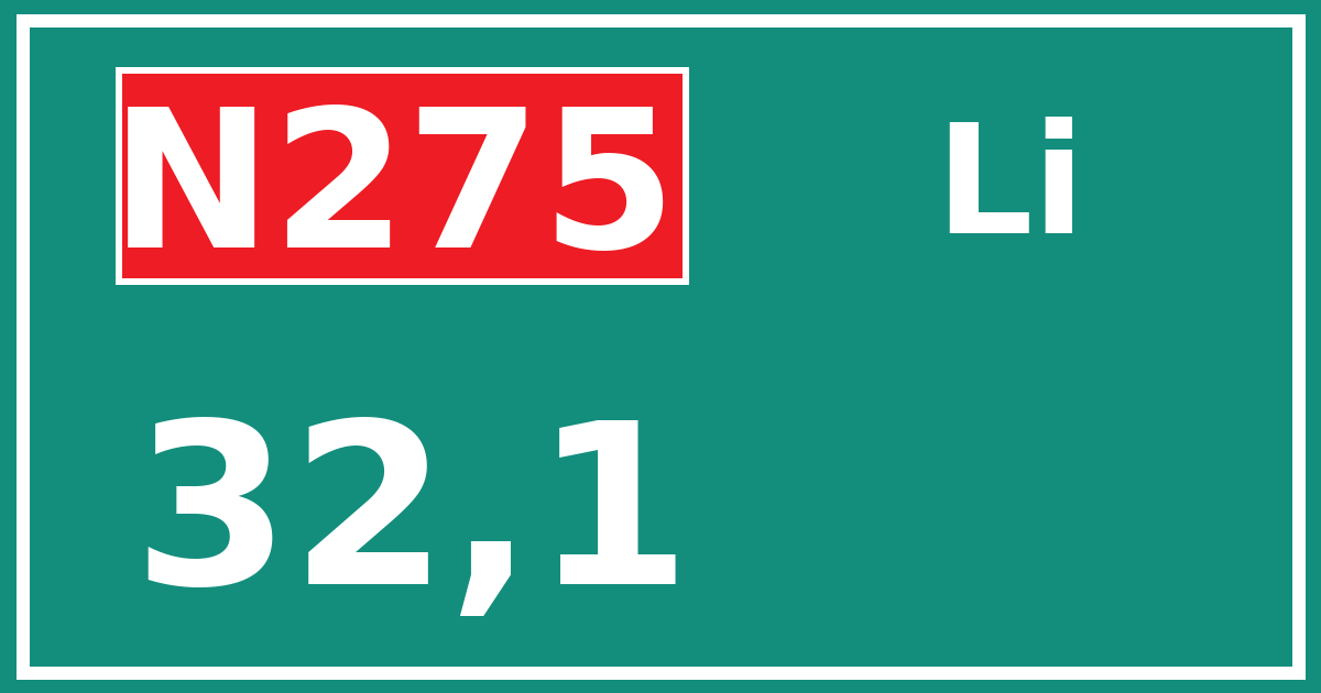 Hectometerbord N275 32,1 zijde Li