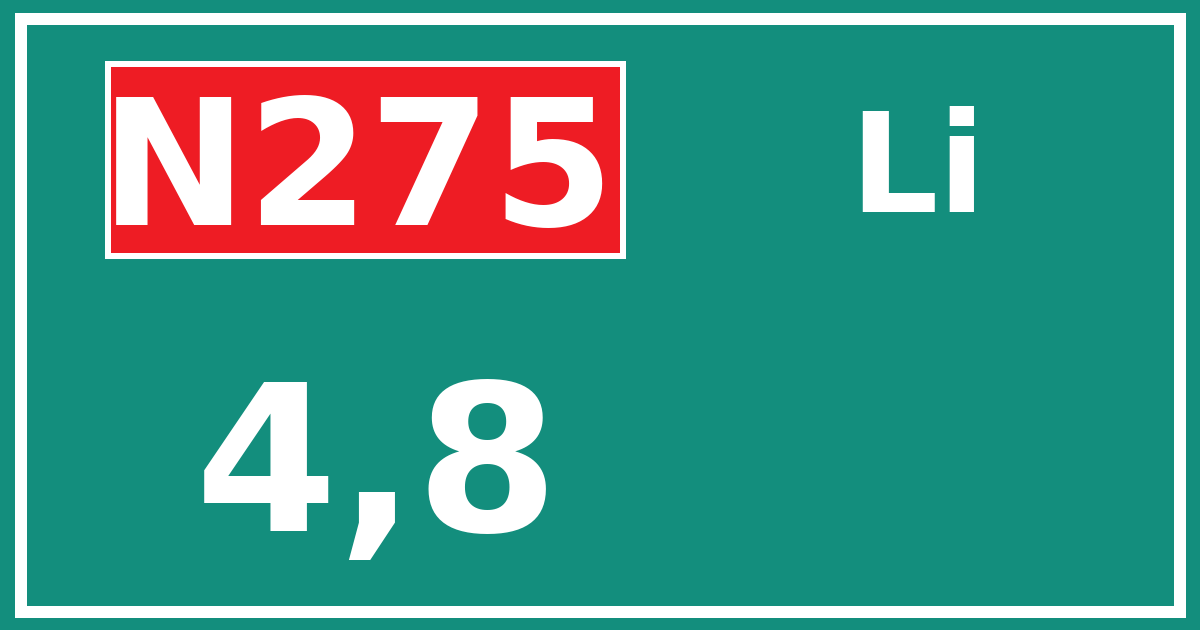 Hectometerbord N275 4,8 zijde Li