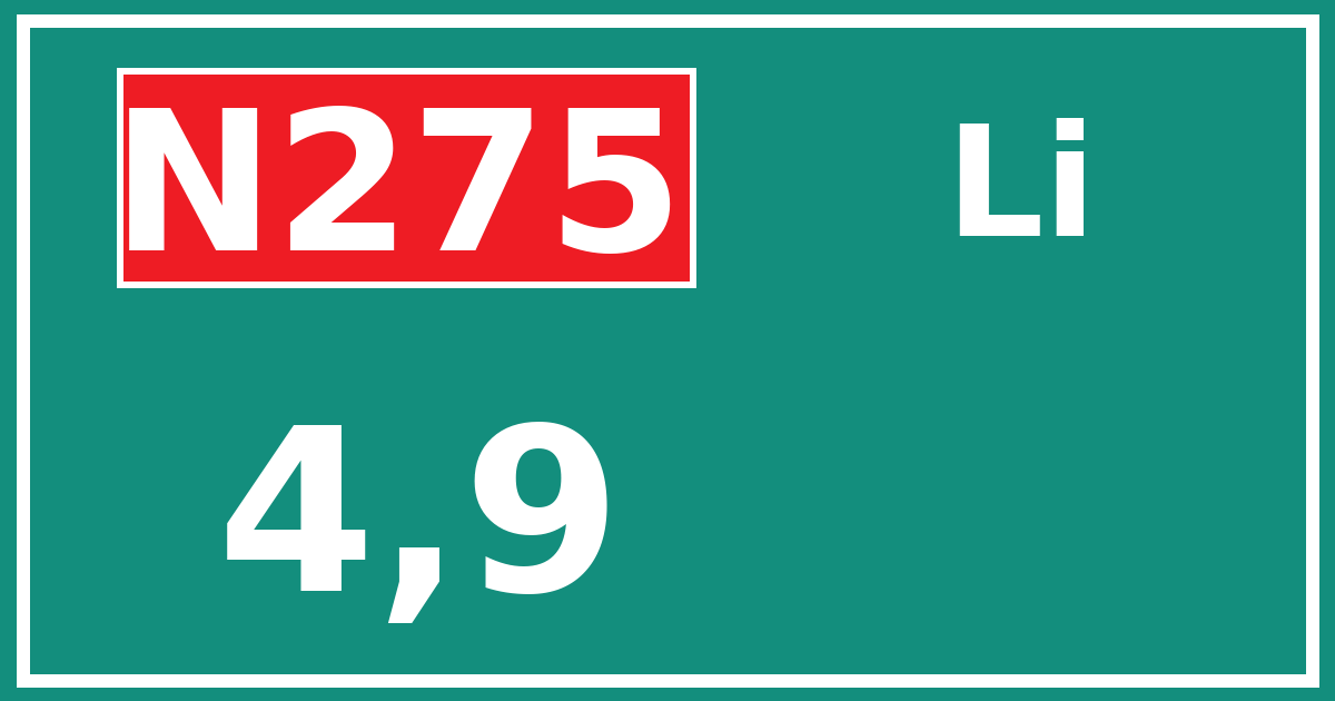 Hectometerbord N275 4,9 zijde Li