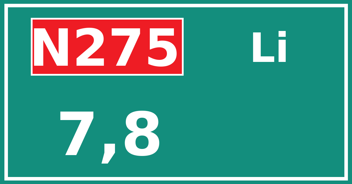 Hectometerbord N275 7,8 zijde Li