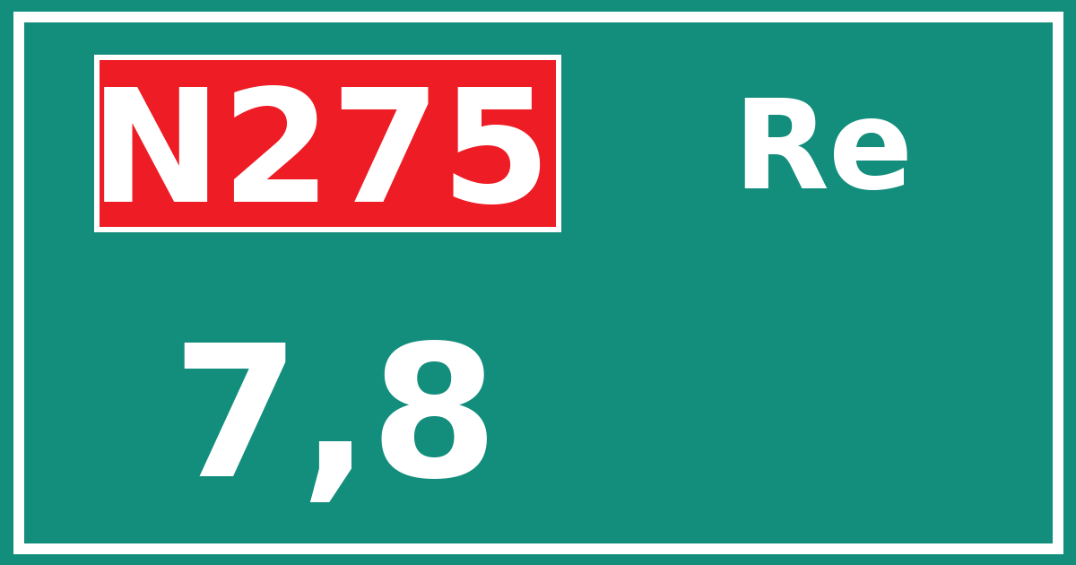 Hectometerbord N275 7,8 zijde Re