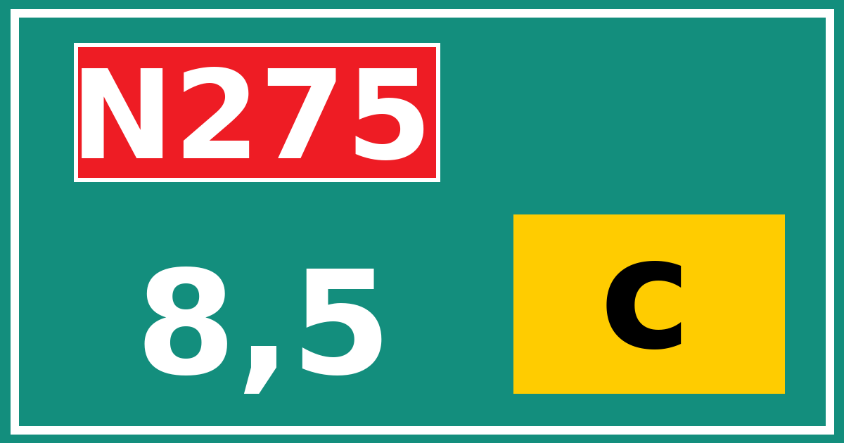 Hectometerbord N275 8,5 letter c