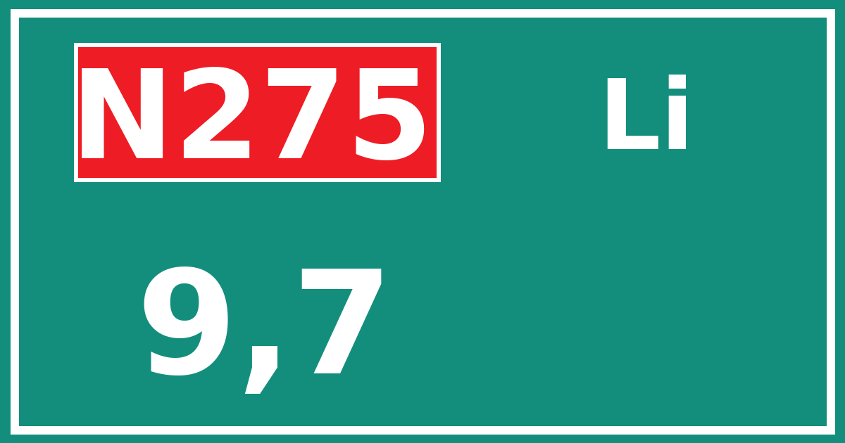 Hectometerbord N275 9,7 zijde Li