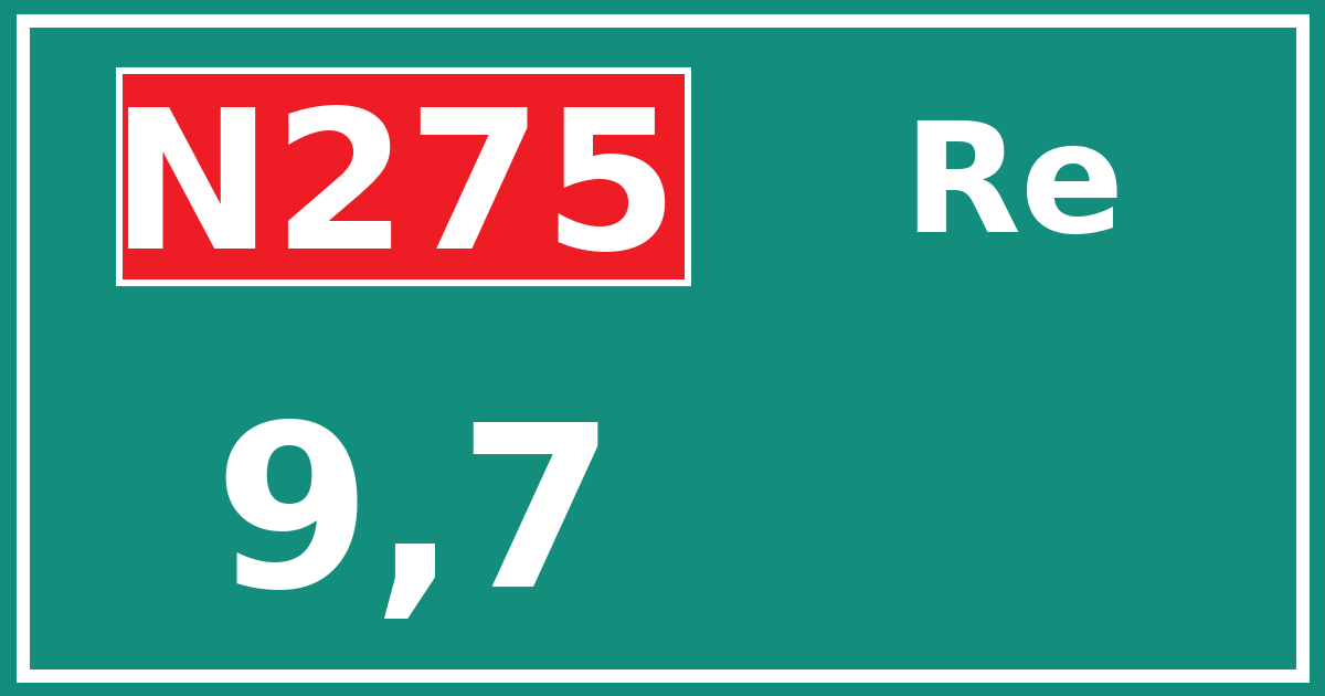 Hectometerbord N275 9,7 zijde Re
