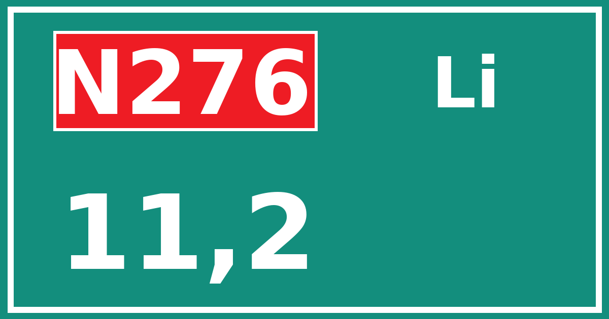 Hectometerbord N276 11,2 zijde Li