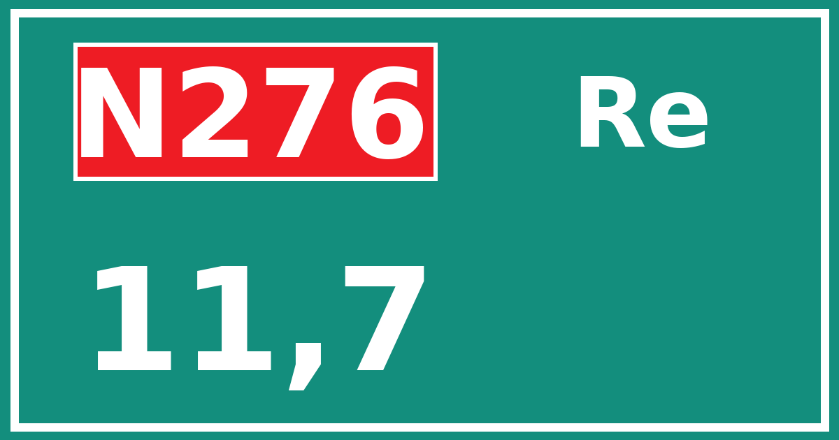 Hectometerbord N276 11,7 zijde Re