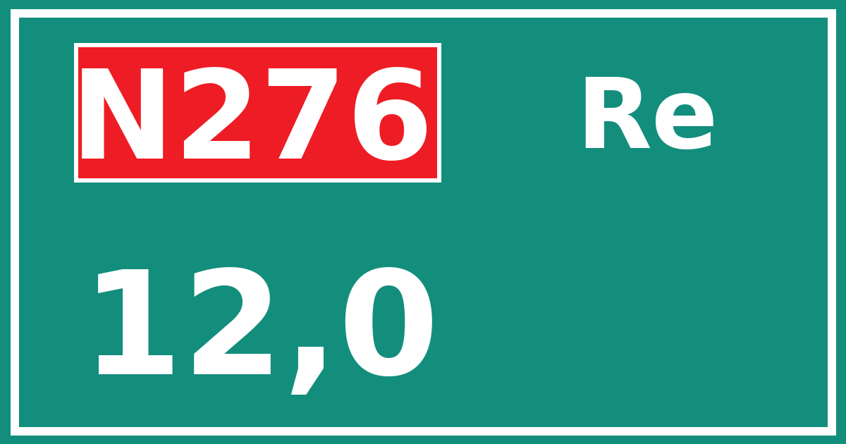 Hectometerbord N276 12,0 zijde Re
