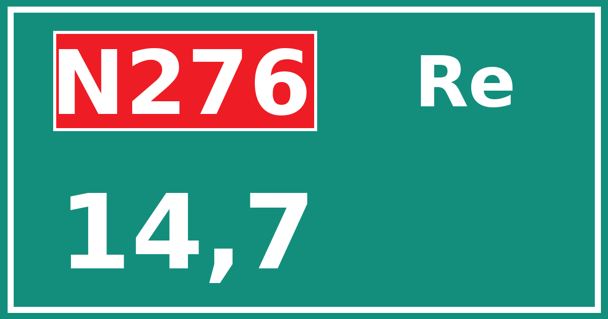 Hectometerbord N276 14,7 zijde Re