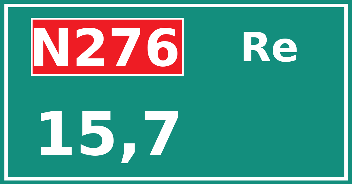 Hectometerbord N276 15,7 zijde Re