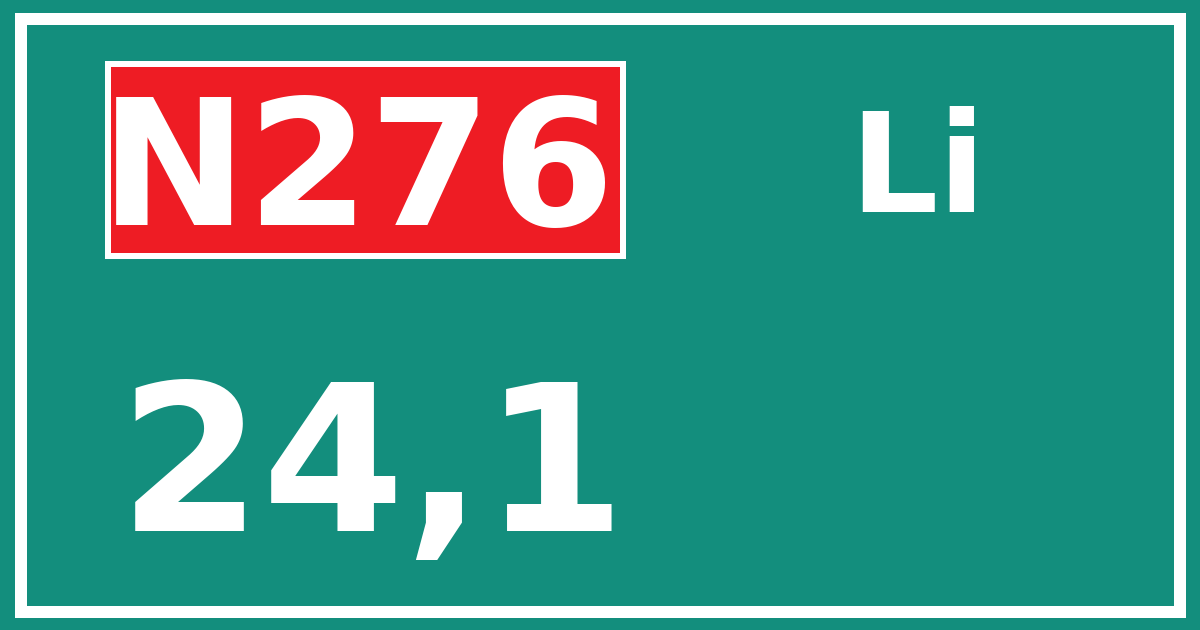 Hectometerbord N276 24,1 zijde Li