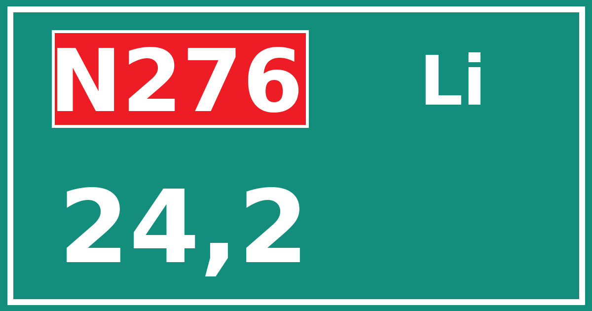 Hectometerbord N276 24,2 zijde Li