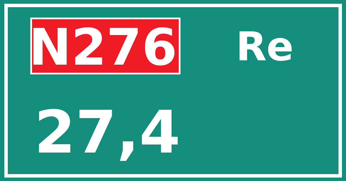 Hectometerbord N276 27,4 zijde Re