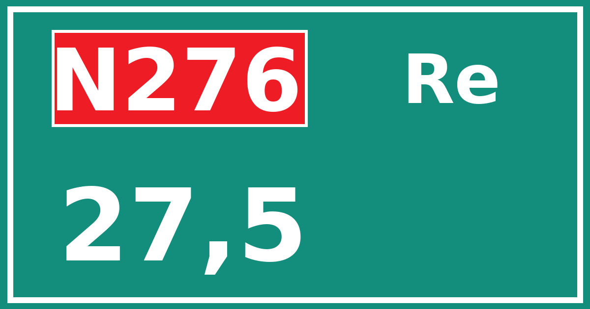 Hectometerbord N276 27,5 zijde Re