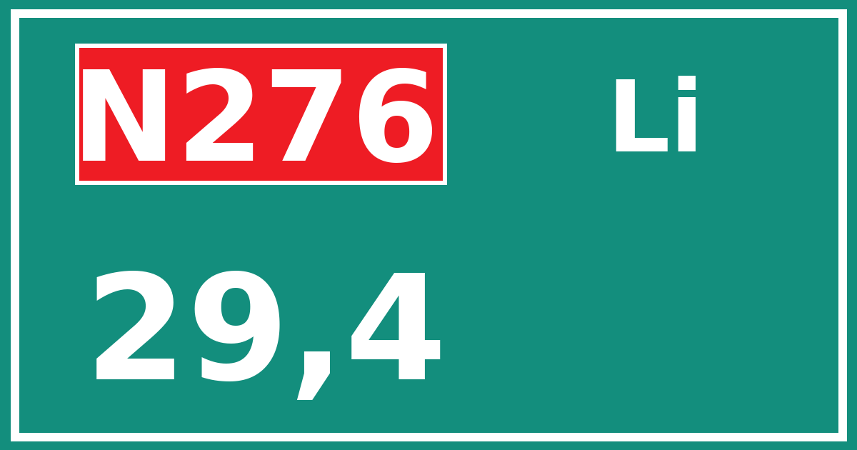 Hectometerbord N276 29,4 zijde Li