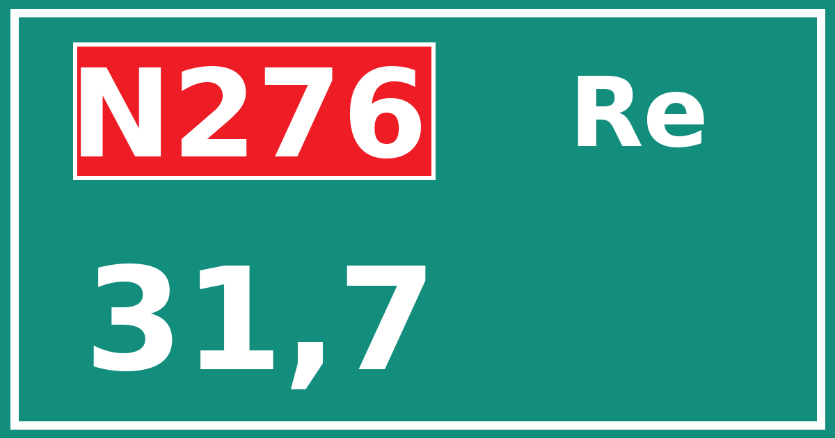 Hectometerbord N276 31,7 zijde Re