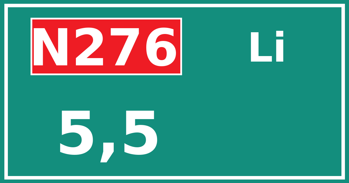 Hectometerbord N276 5,5 zijde Li