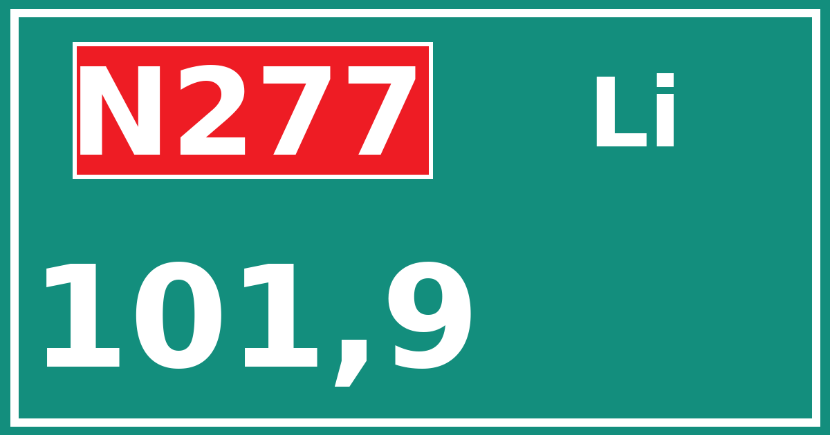 Hectometerbord N277 101,9 zijde Li