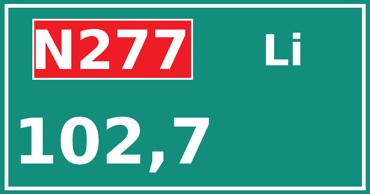 Hectometerbord N277 102,7 zijde Li