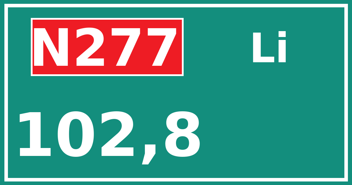 Hectometerbord N277 102,8 zijde Li