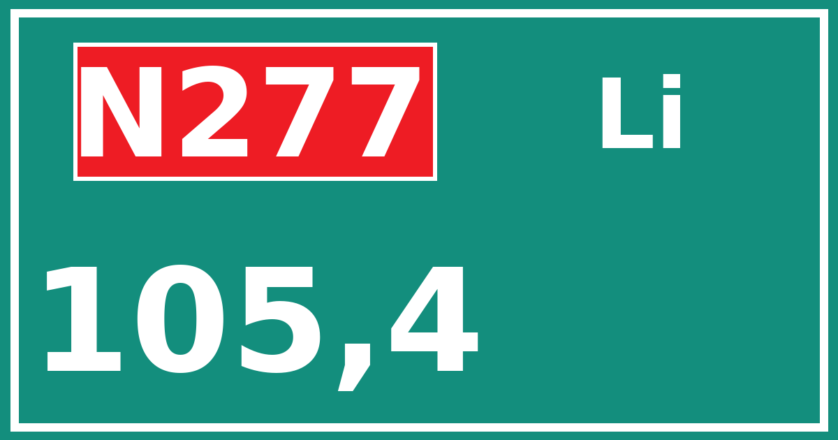 Hectometerbord N277 105,4 zijde Li