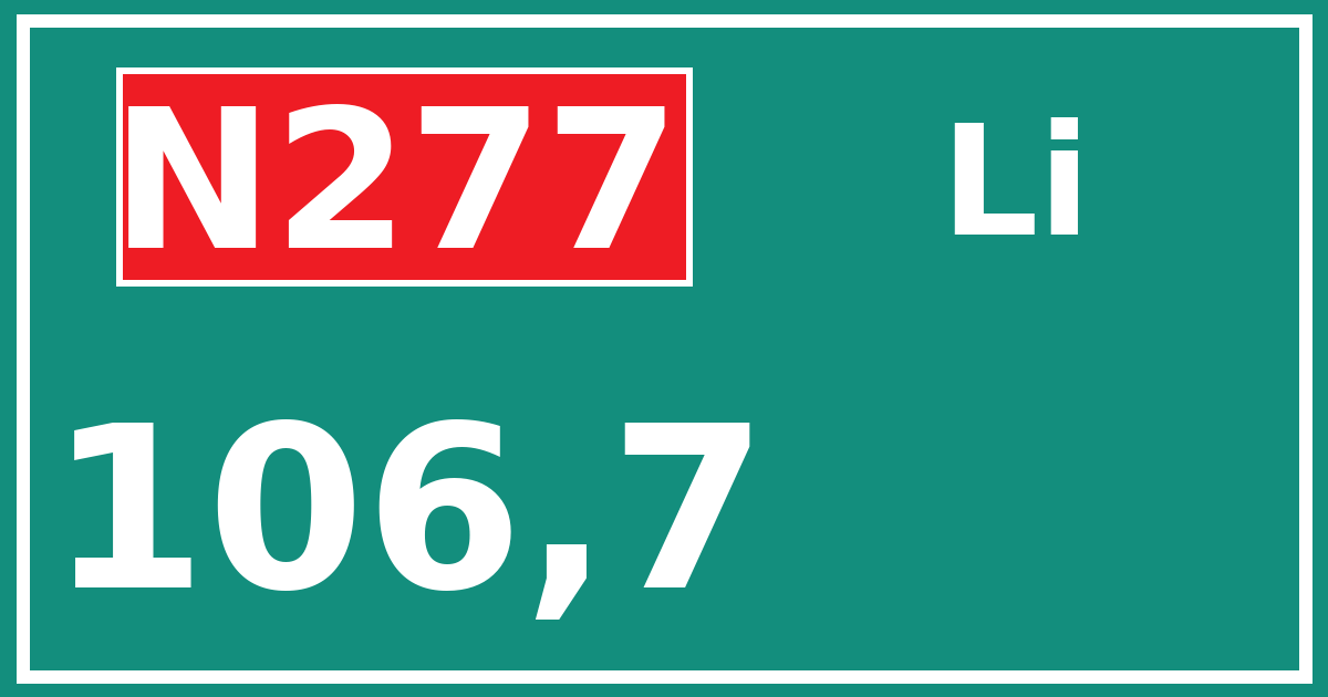 Hectometerbord N277 106,7 zijde Li