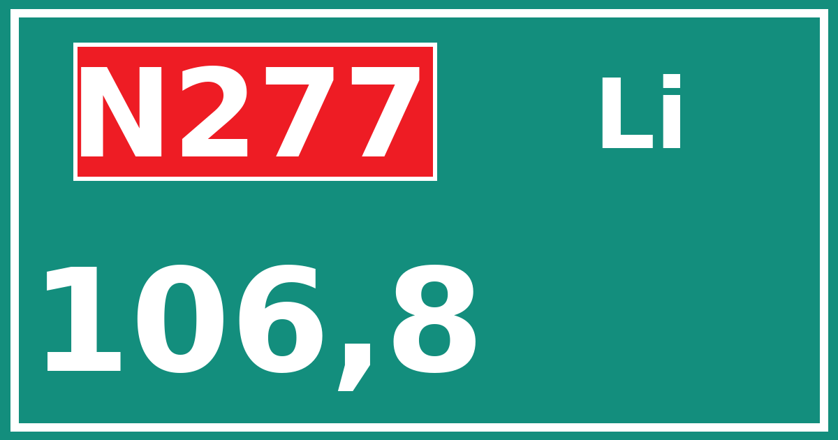 Hectometerbord N277 106,8 zijde Li