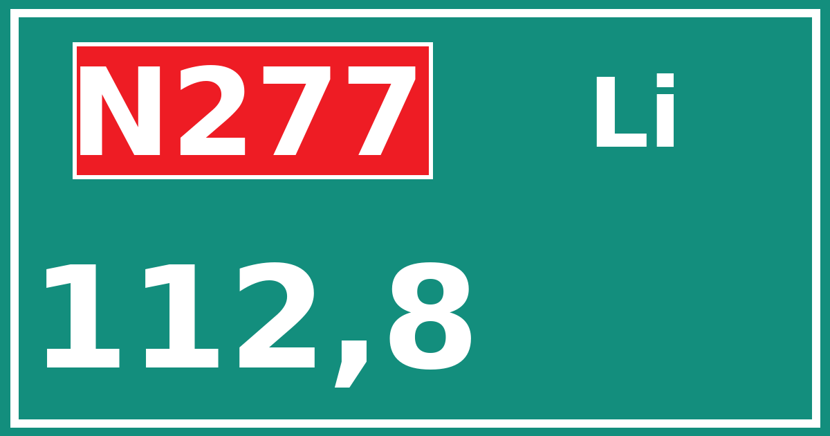 Hectometerbord N277 112,8 zijde Li