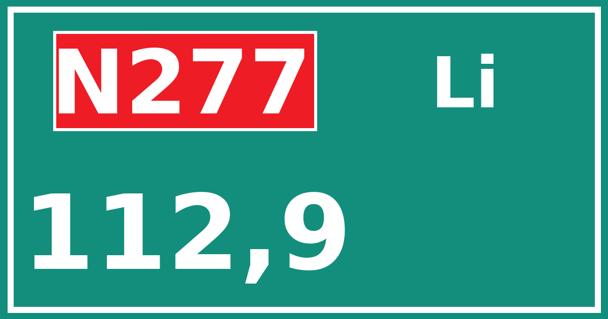 Hectometerbord N277 112,9 zijde Li