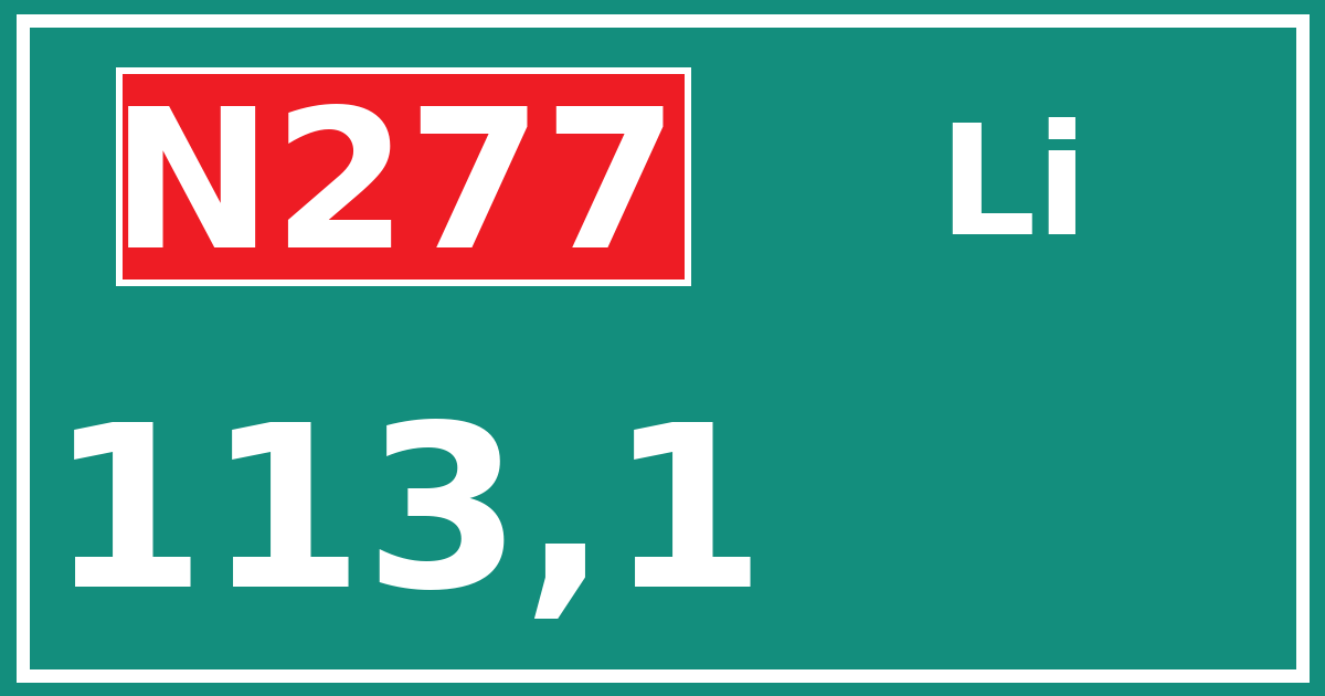 Hectometerbord N277 113,1 zijde Li