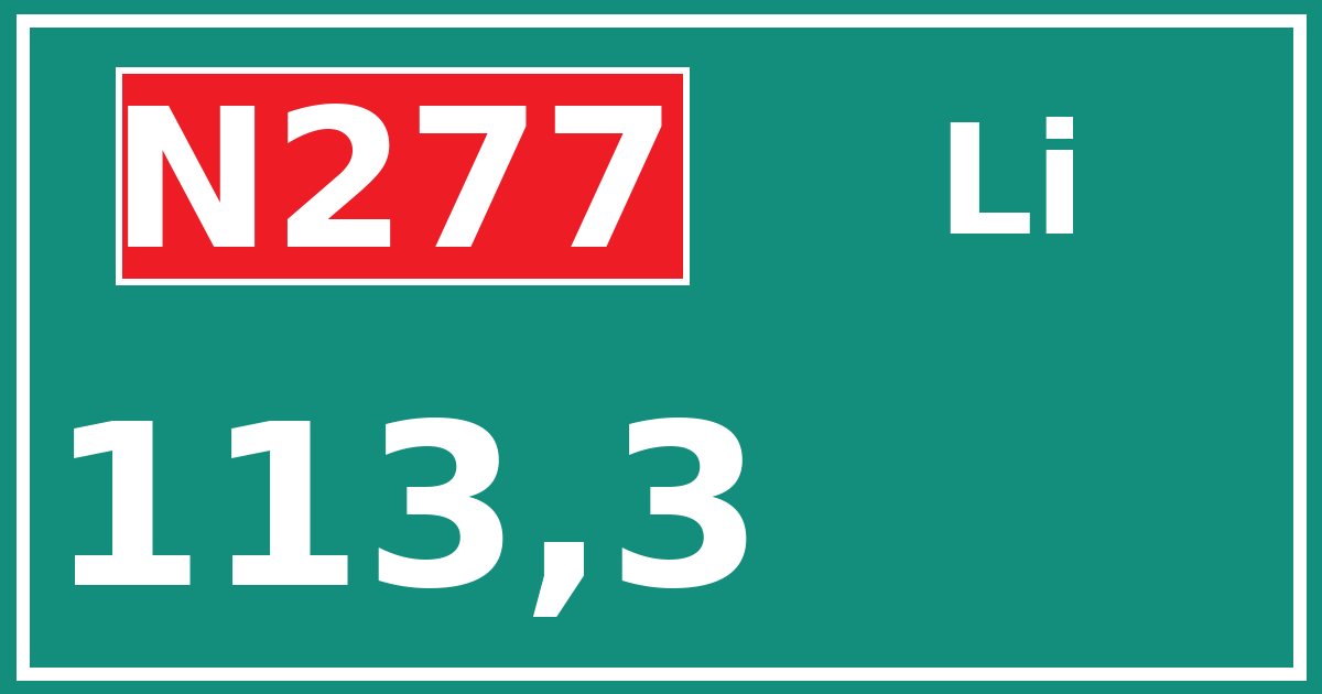 Hectometerbord N277 113,3 zijde Li