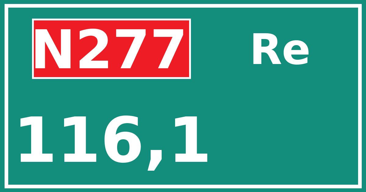 Hectometerbord N277 116,1 zijde Re