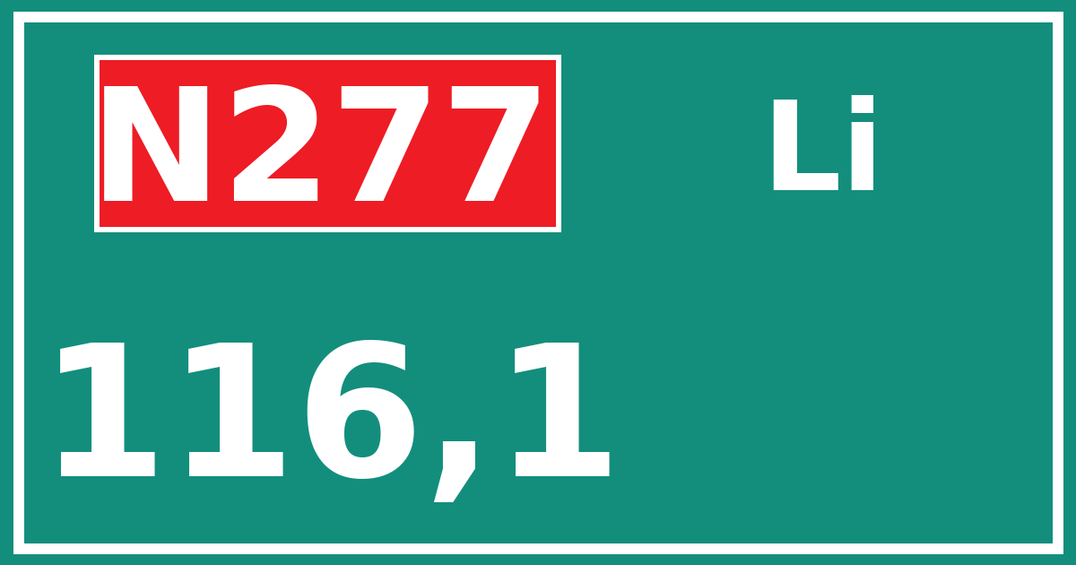 Hectometerbord N277 116,1 zijde Li