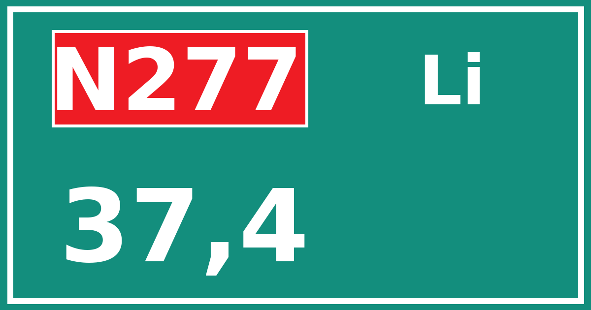 Hectometerbord N277 37,4 zijde Li
