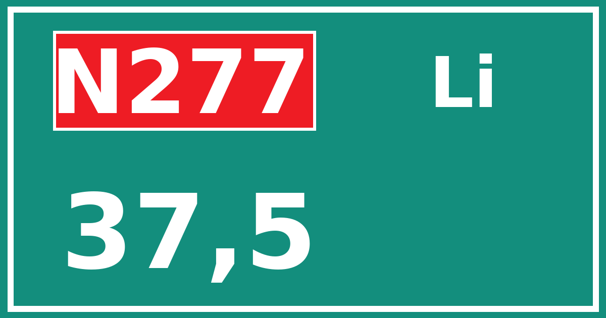 Hectometerbord N277 37,5 zijde Li