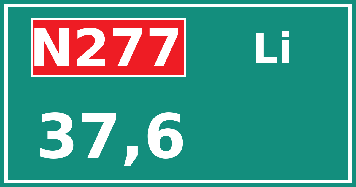 Hectometerbord N277 37,6 zijde Li
