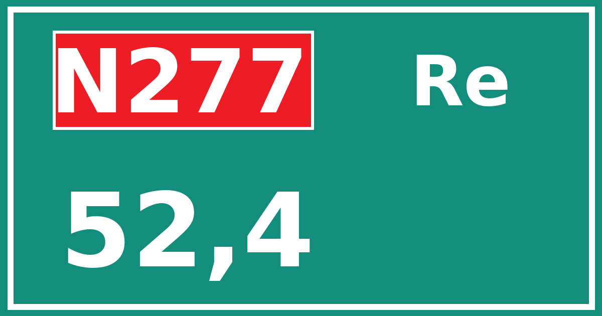 Hectometerbord N277 52,4 zijde Re