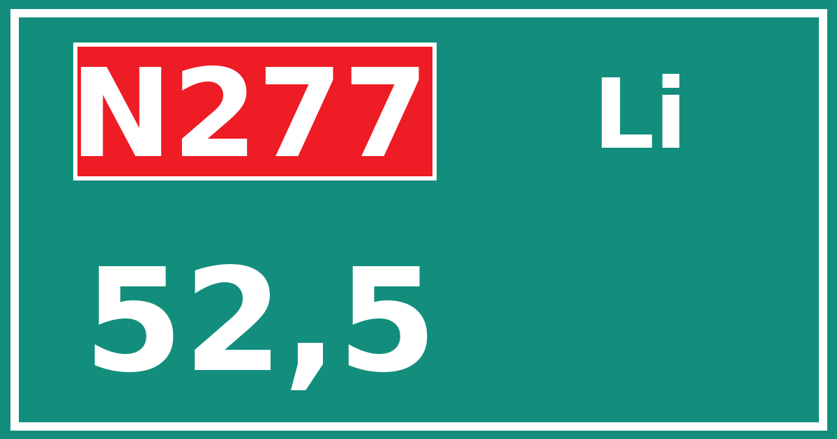 Hectometerbord N277 52,5 zijde Li