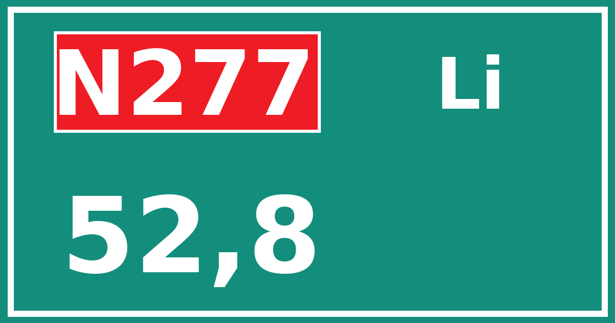 Hectometerbord N277 52,8 zijde Li