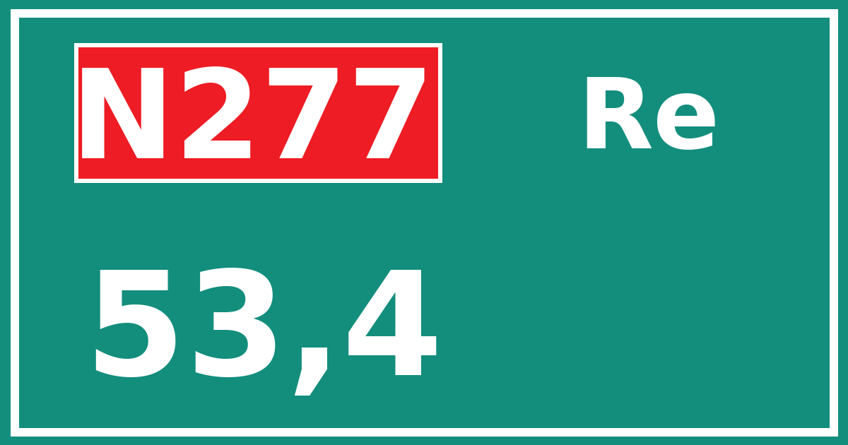 Hectometerbord N277 53,4 zijde Re