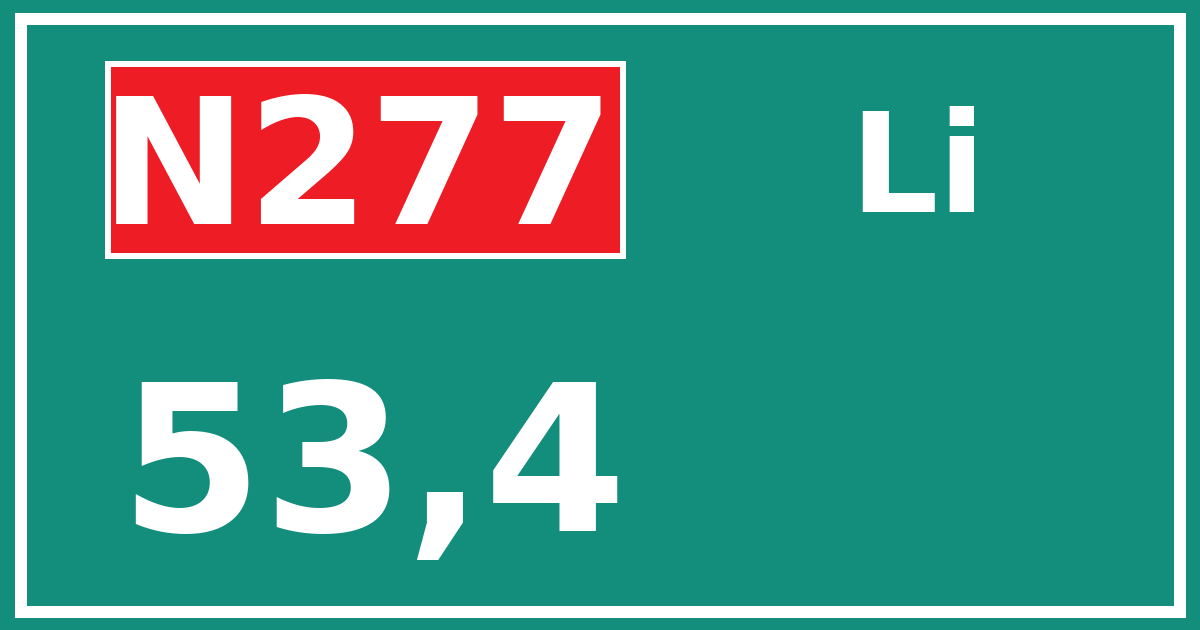 Hectometerbord N277 53,4 zijde Li