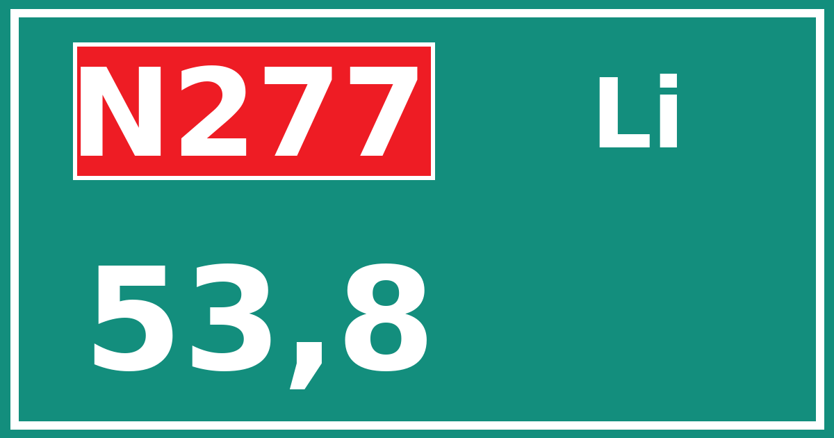 Hectometerbord N277 53,8 zijde Li