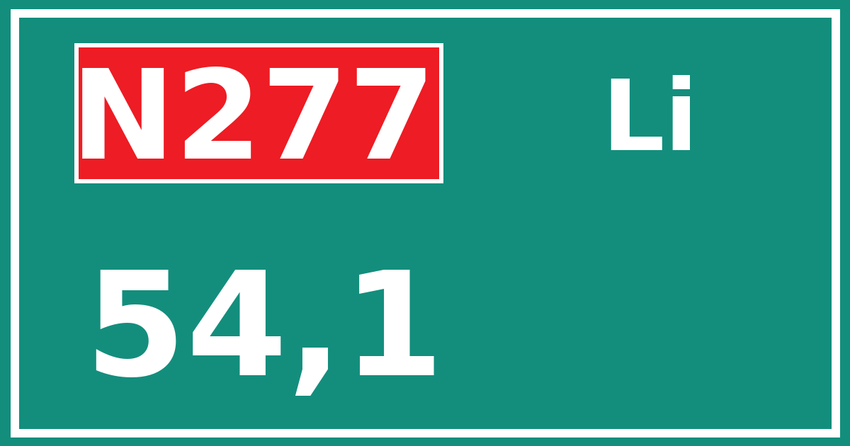 Hectometerbord N277 54,1 zijde Li