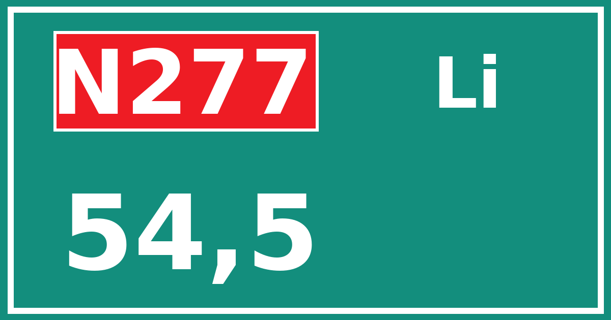 Hectometerbord N277 54,5 zijde Li
